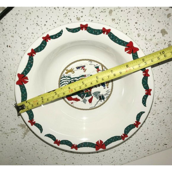 (2) HOLIDAY Christmas scene Serving BOWLS Genuine Stoneware Church - Picture 8 of 10